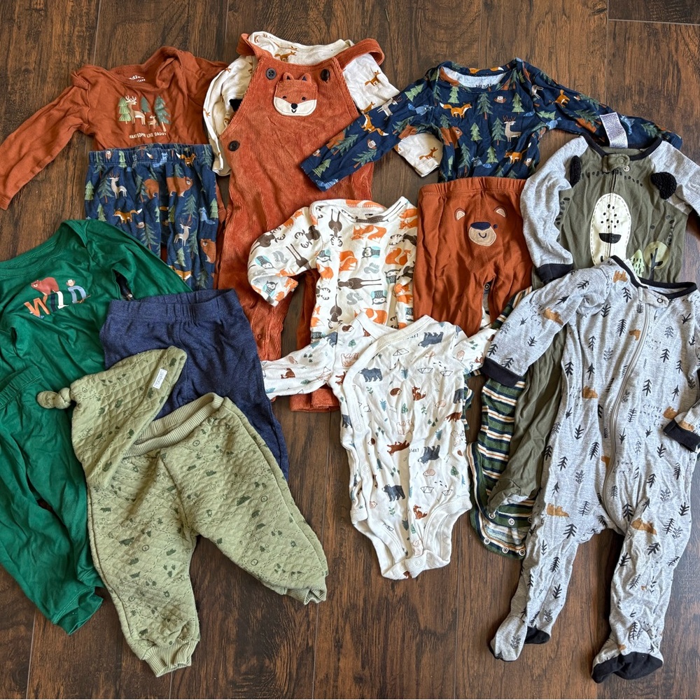 9M Baby Boy Forest Themed Clothing Bundle